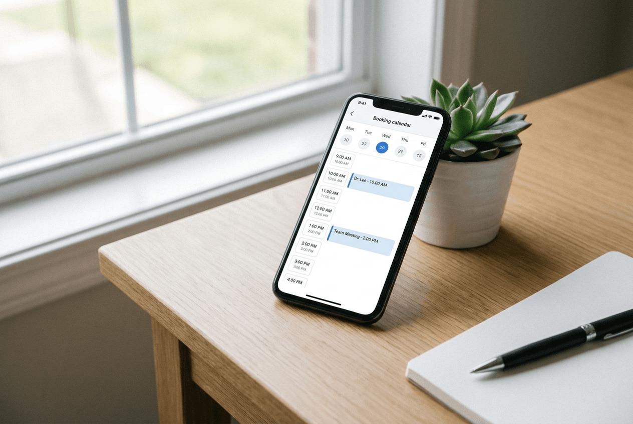 Website for a booking app — example